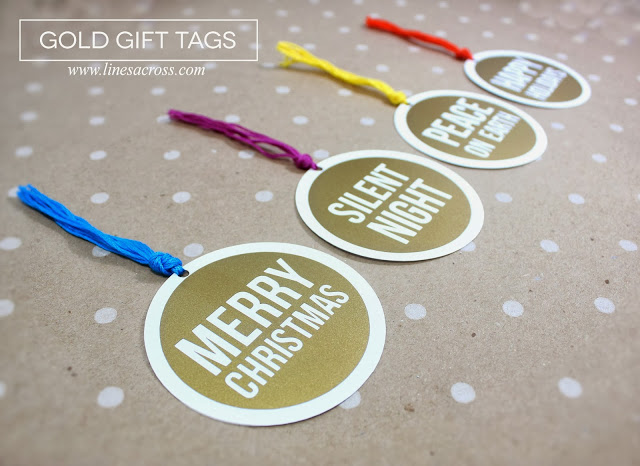 Gold Vinyl Christmas Gift Tags - Lines Across